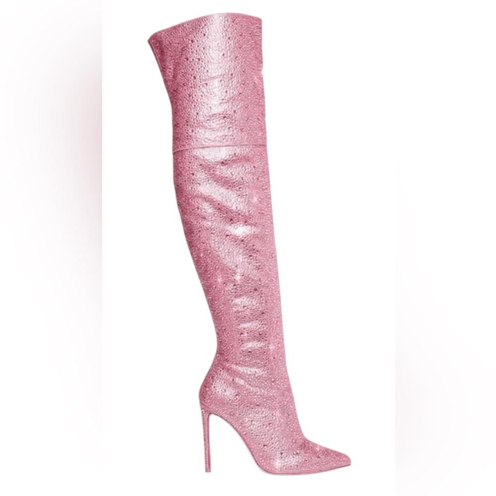 👢STEVE MADDEN VIVIANNE Pink Crystal Thigh-High Boots✨  Size 11 | Brand New, $150 - Picture 3 of 12